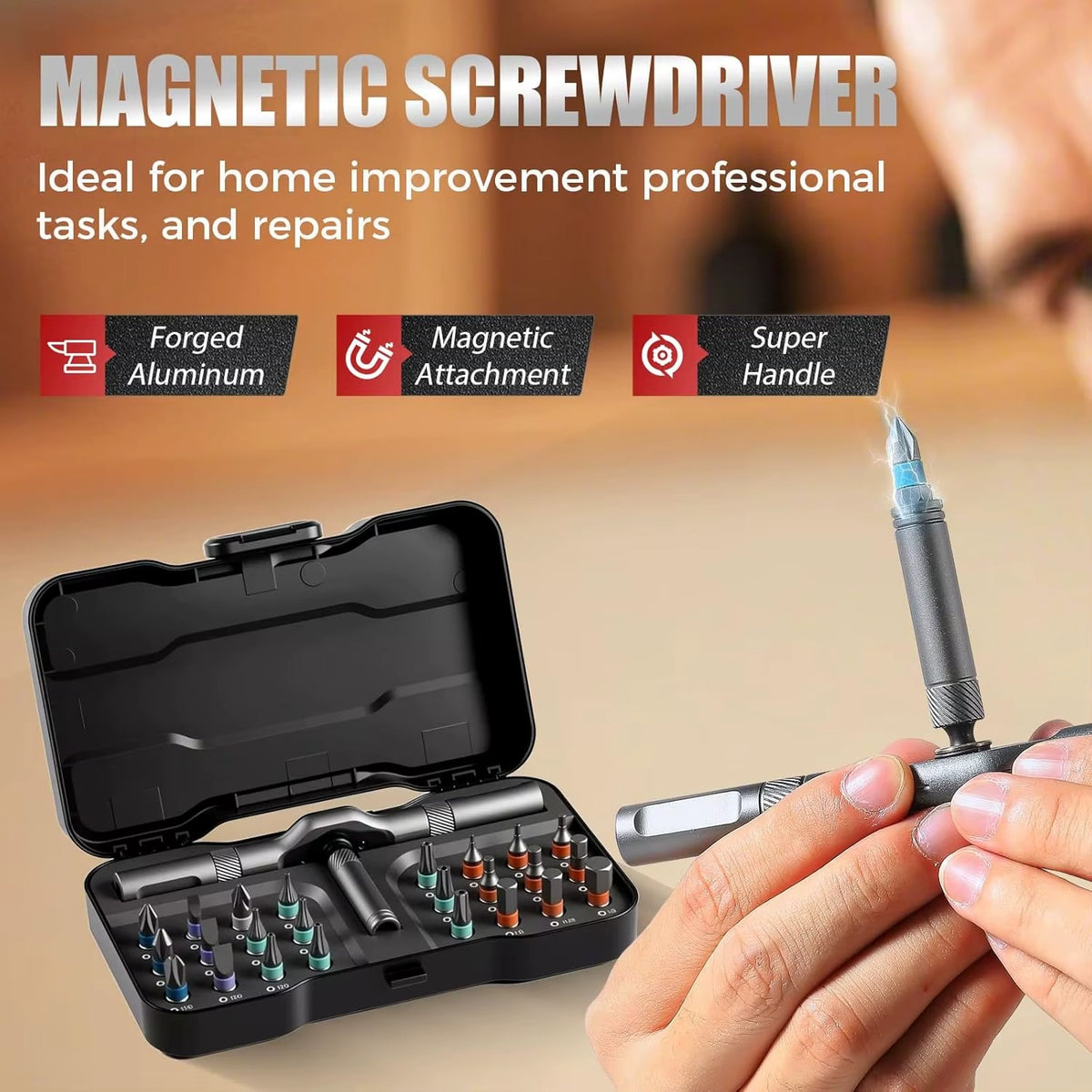 24-in-1 Multi-Purpose Magnetic Ratchet Screwdriver & Wrench Set
